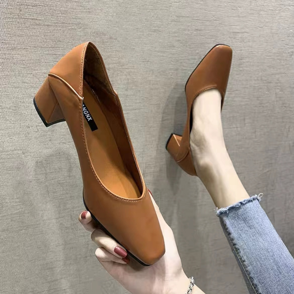 Korean Slip On Casual Office Heels / Sepatu Hak Wanita 5399 (36 - 40)