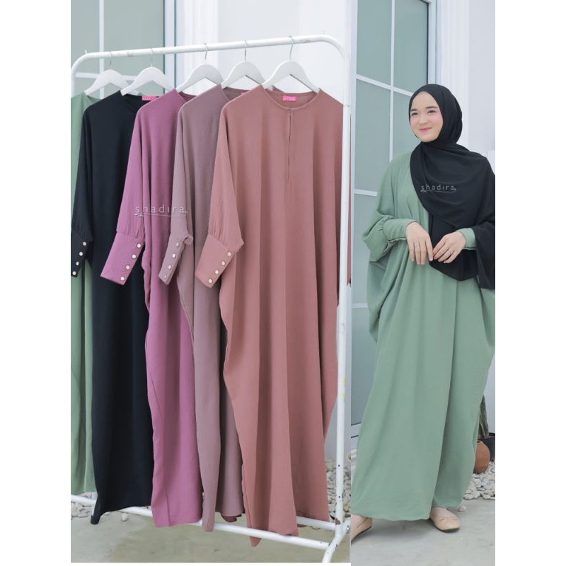 Abaya Elmira by Shadira, Gamis syar'i, gamis lebaran, gamis Crinkle, gamis mayung, gamis muslimah, s