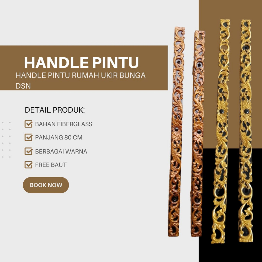 HANDLE PINTU UKIR BUNGA DSN