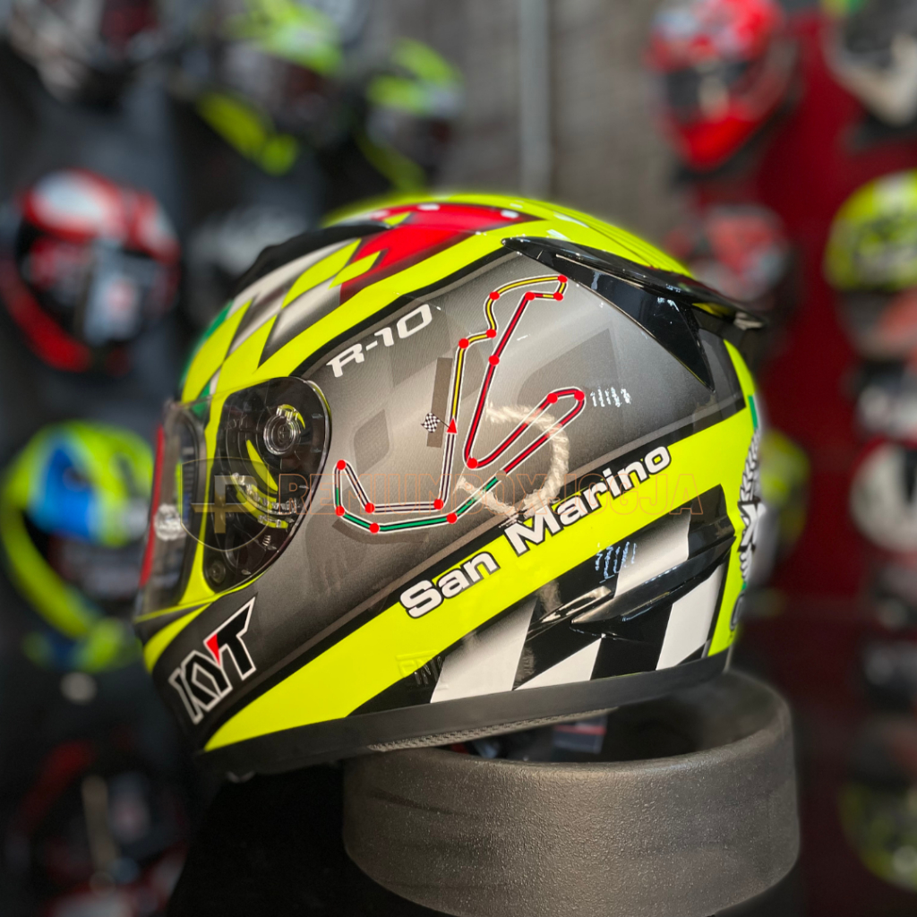 KYT R10 Flat Pinlock Ready SAN MARINO GP Race Yellow Fluo Black