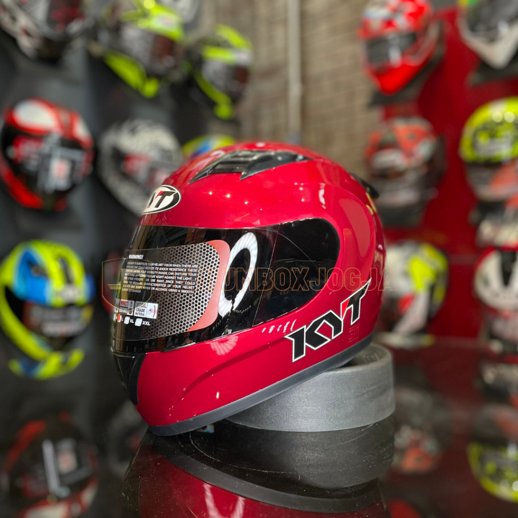 HELM KYT R10 SOLID - Red Maroon / helm full face kyt / helm kyt / original 100%
