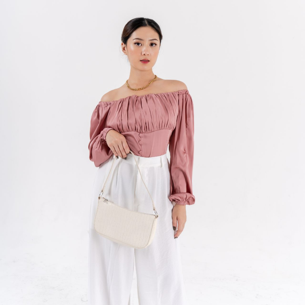 AIJO -  Aurel Sabrina Top Kancing - Atasan Silky Korean Style