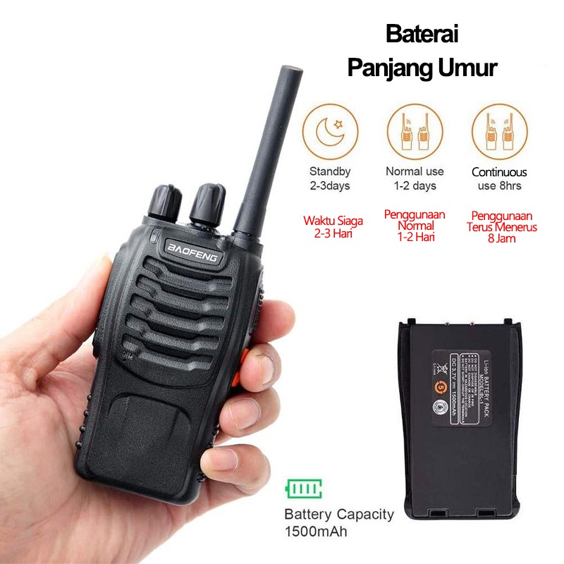 Walkie Talkie Waterproof Portable  Handy Talky 888S Radio Komunikasi  2 units Walkie talkie