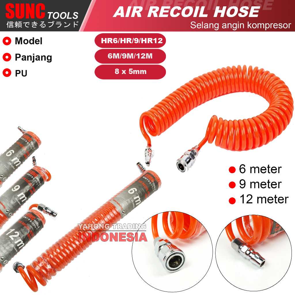 Selang Angin Kompresor Air Recoil Hose 6M 9M 12M SUNC TOOLS