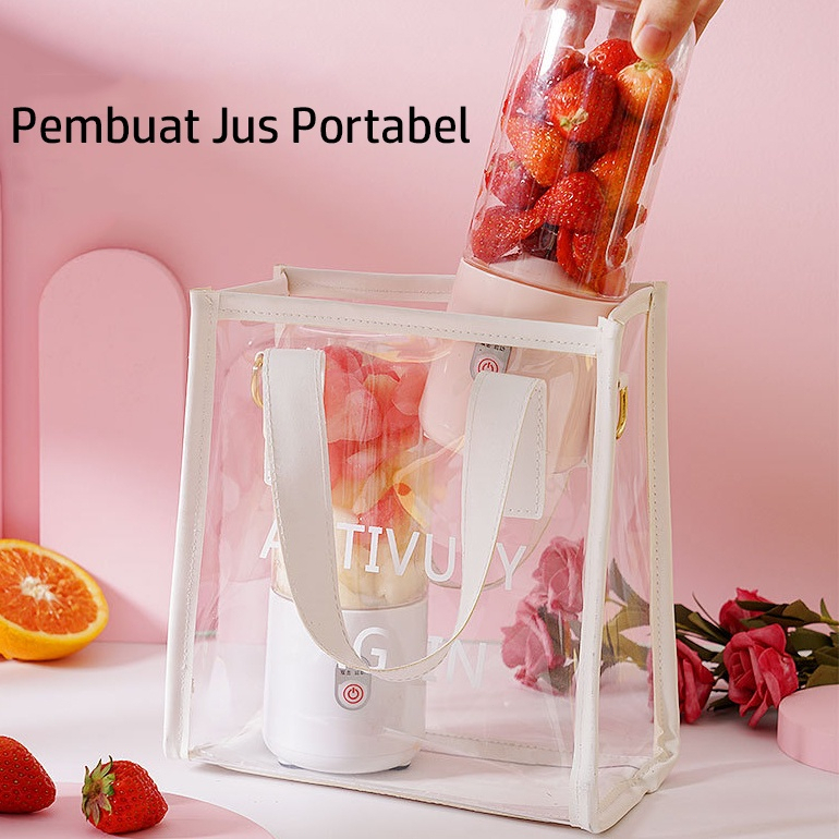 Gaya mixer portabel Juice Blender 6 Pisau Portable Juicer Cup Pembuat Jus Elektrik 2400mah Rechargeable Mini Mixer Ice Crusher 400ml
