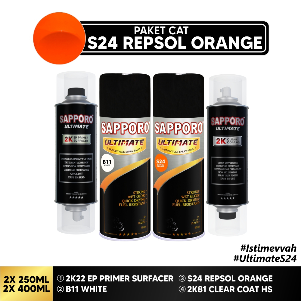 Paket Cat S24 Repsol Orange / Sapporo Ultimate / Cat Spray Semprot Aerosol Terbaik