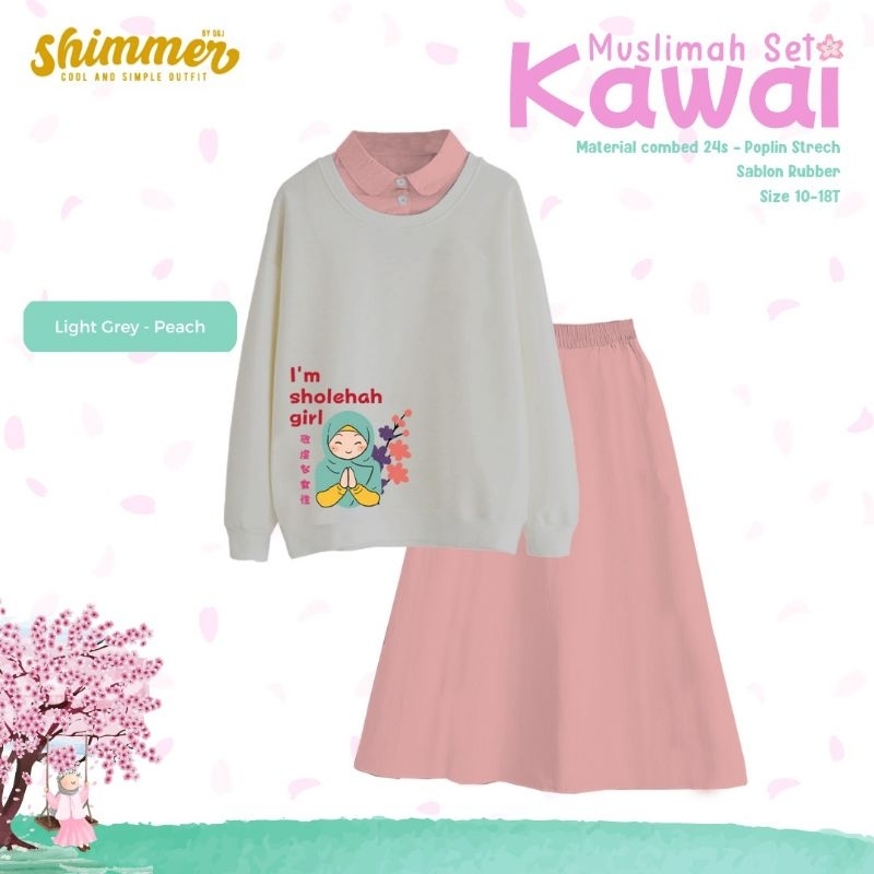 Muslimah Set Kawaii Setelan Rok Sweater 10-18 T