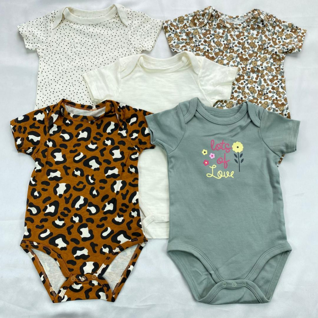 JUMPER SET - 5in1 lengan pendek 0-9 bulan baju bayi jumpsuit baby romper segitiga import premium