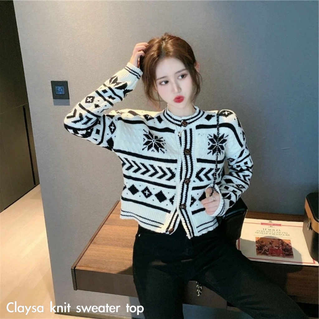 Claysa knit sweater top - Thejanclothes