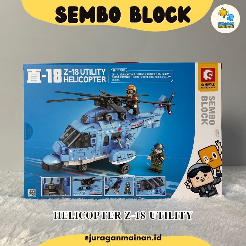 SEMBO BLOCKS Helicopter Z-18 Utility - Bricks Block brick 376 PCS Mainan Edukasi Anak bongkar pasang