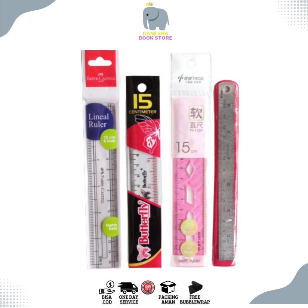 

Penggaris 15cm / Penggaris Besi 15cm / Penggaris Butterfly, Faber Castell 15cm