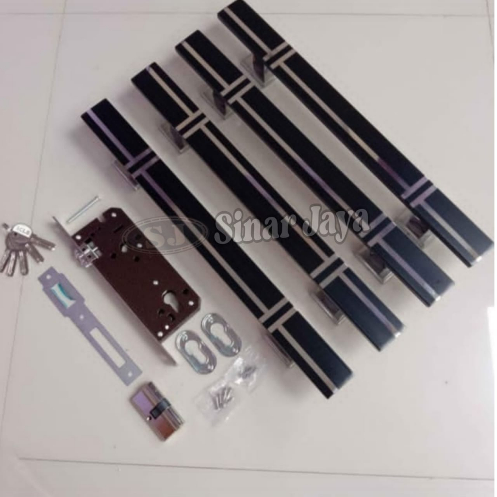 1 set kunci handle pintu rumah minimalis gagang tarikan pintu stainless pegangan pintu kuputarung model kotak minimalis