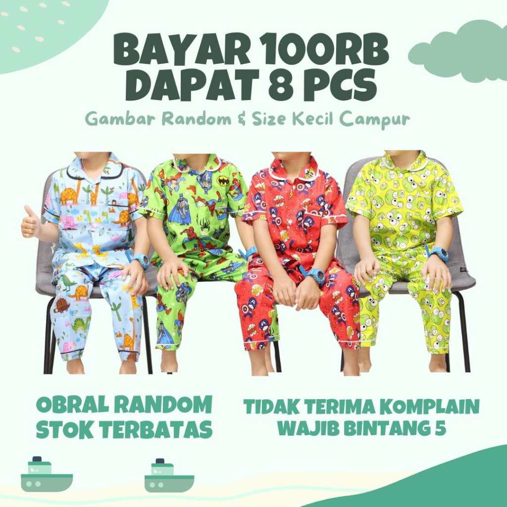 OBRAL PIYAMA ANAK 1-4 TAHUN RANDOM BAJU TIDUR ANAK LAKI LAKI PEREMPUAN