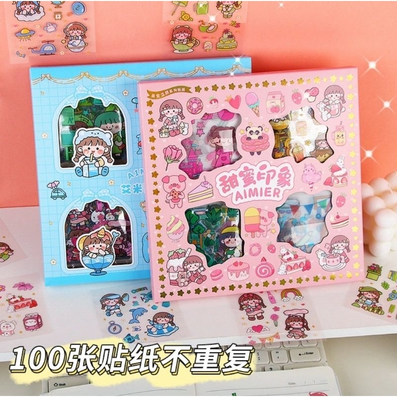 [ULTRATOYS] STICKER BOX WATERPROFF  AESTHETIC VIRAL isi 100 AIMIER