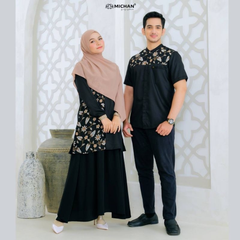 Baju Couple batik Baju batik couple baju seragam keluarga baju tunik batik baju Couple warna hitam b