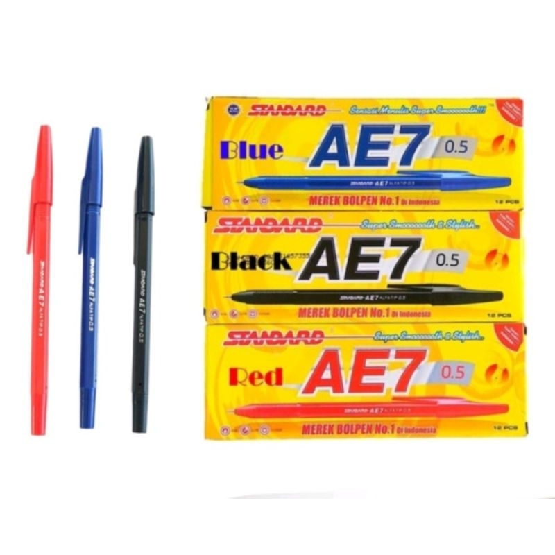 

Pulpen Standart AE7 HITAM ( 1 pak 12 Pc)