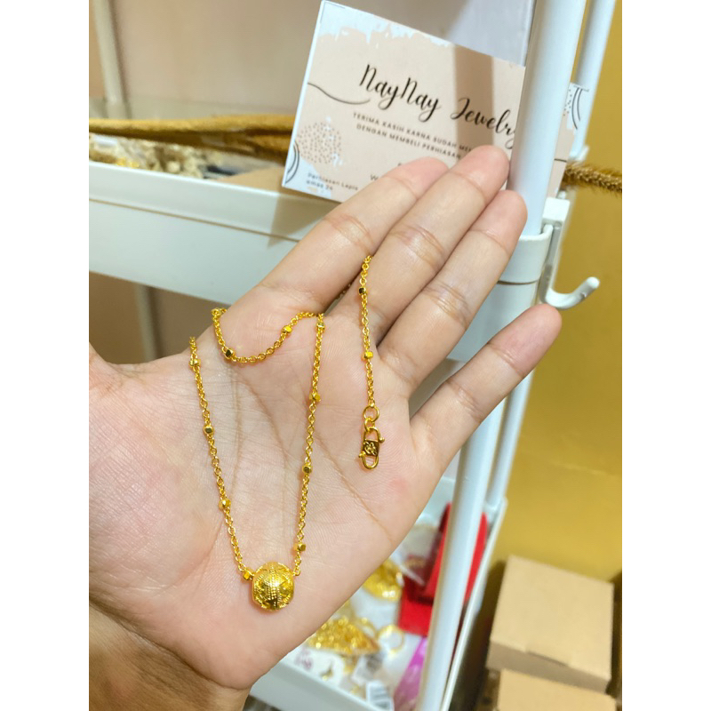 Kalung medan bulat bola globe warna 24k