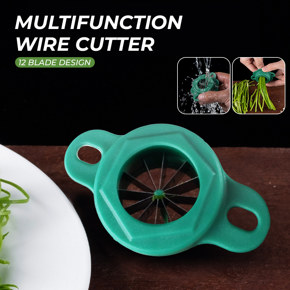 Pemotong Daun Bawang Green Onion Slicer Wire Cutter 12 Blade Flower - VIS12 - Green