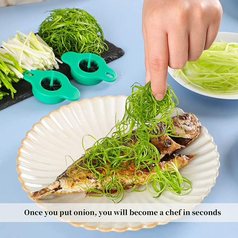 Pemotong Daun Bawang Green Onion Slicer Wire Cutter 12 Blade Flower - VIS12 - Green