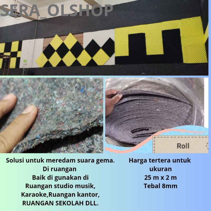 Karpet Peredam Suara Ruangan tebal 8mm lebar 2 meter panjang 25 meter( roll )