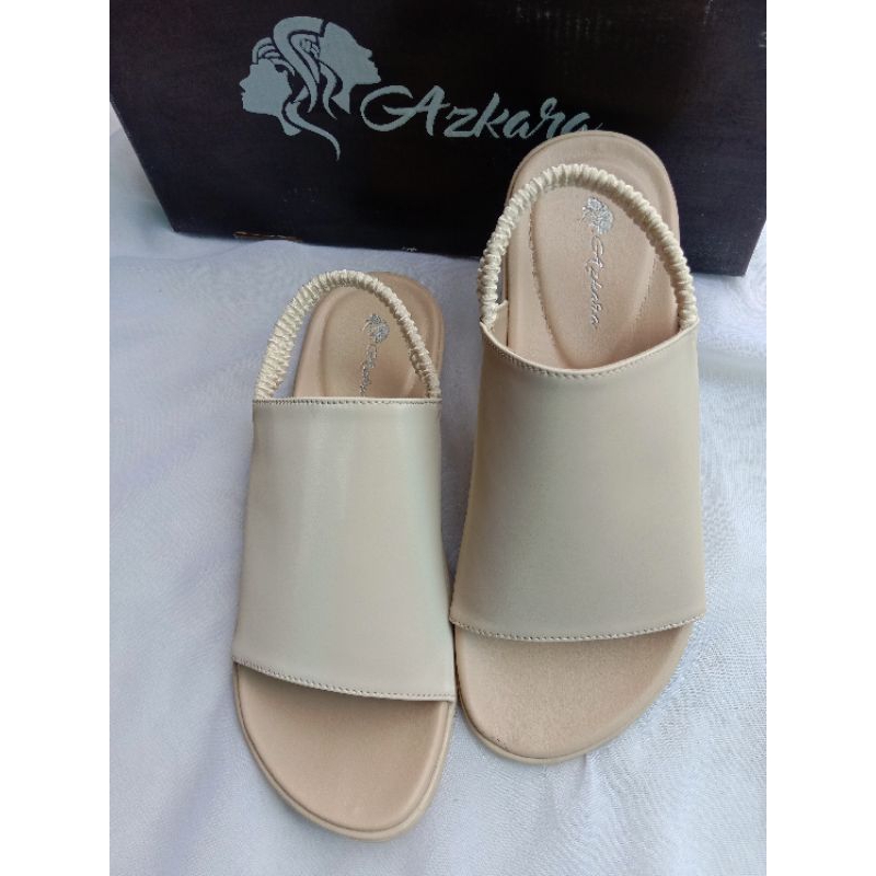 Azkara Sepatu Sandal Wanita Flat teplek Original Tali Belakang Sendal Perempuan Karet mules