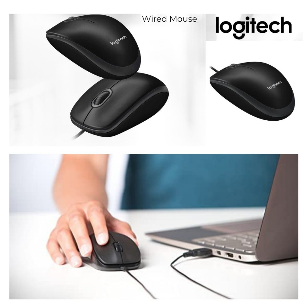 Logitech Wired Optical Mouse Kabel USB Komputer Laptop Kuat Tahan Lama