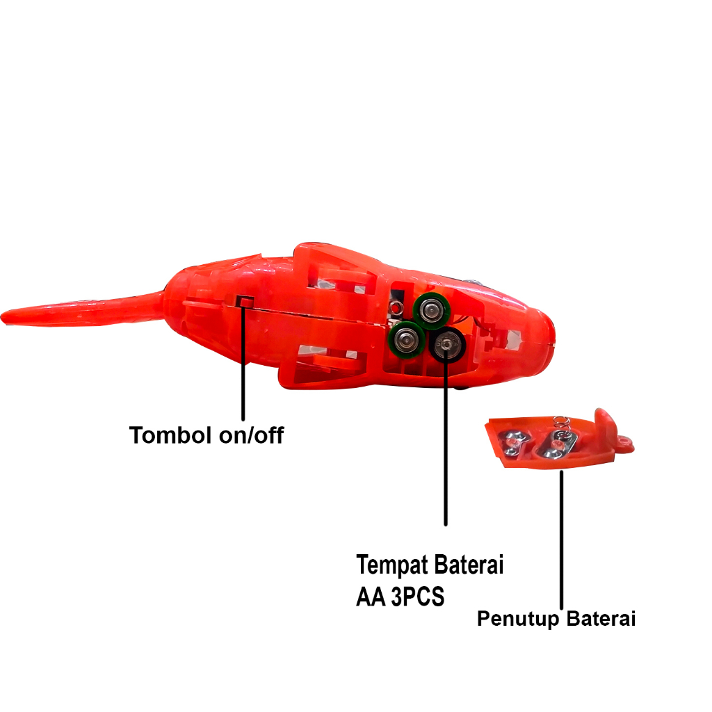 Mainan Anak Bayi Ikan Lampu Led Berjalan Dan Bersuara Ekor Bergoyang