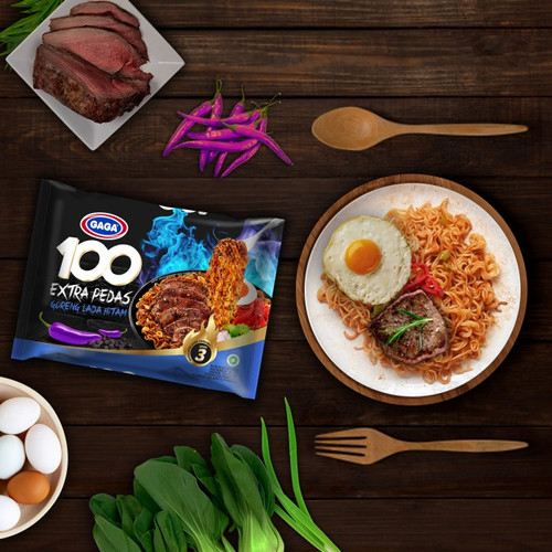 Mie Goreng Extra Pedas* Mie Instan Gaga 100* Mie Rasa Lada Hitam