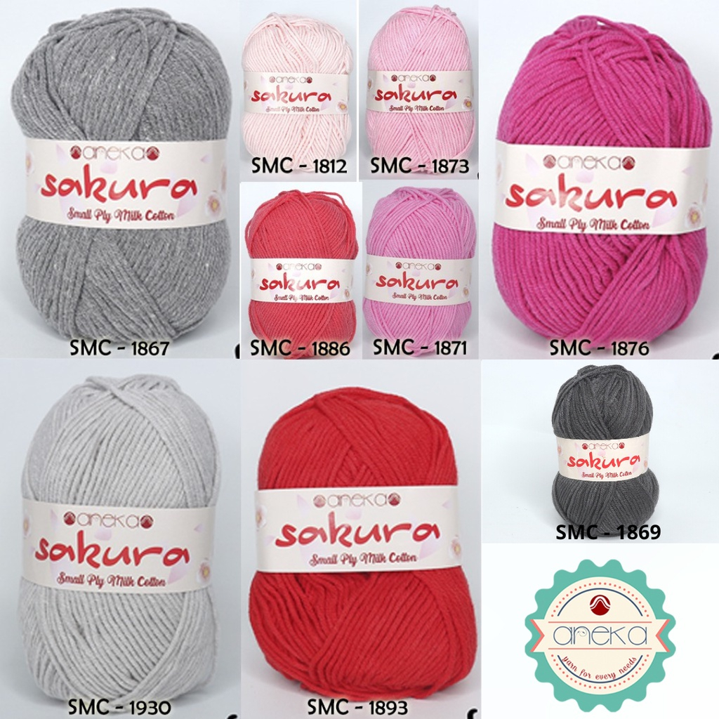 KATALOG - Benang Rajut Katun Susu 4 Ply / Sakura SMALL PLY Milk Cotton Yarn