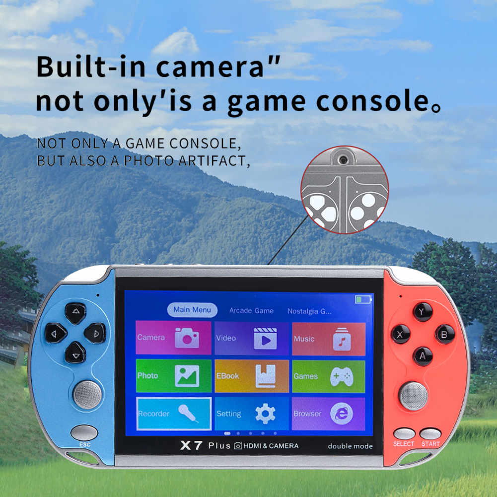 X7+ Handheld Game Console With Camera 4.3 Inch Screen HD Handheld Video Game Console HDMI-Compatible Dual Joystick