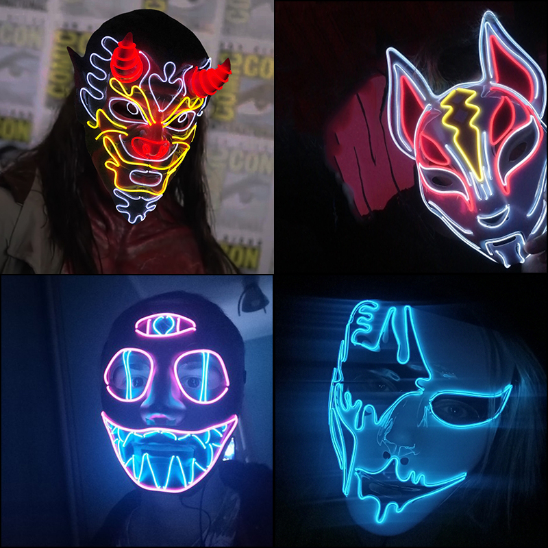 Halloween Mask/Topeng Rubah Anime/Topeng Pencahayaan Rubah