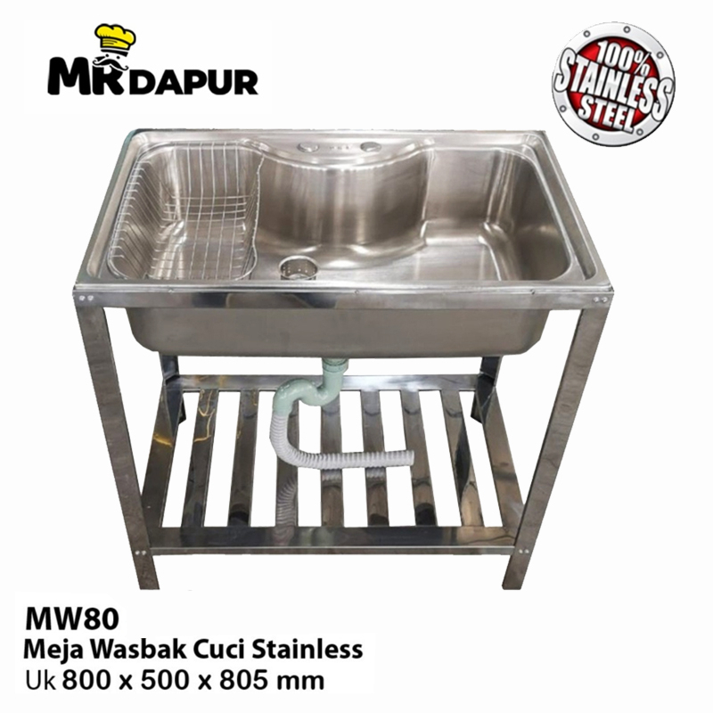 Westafel Stainless Steel Kaki MrDapur MW 80 wastafel