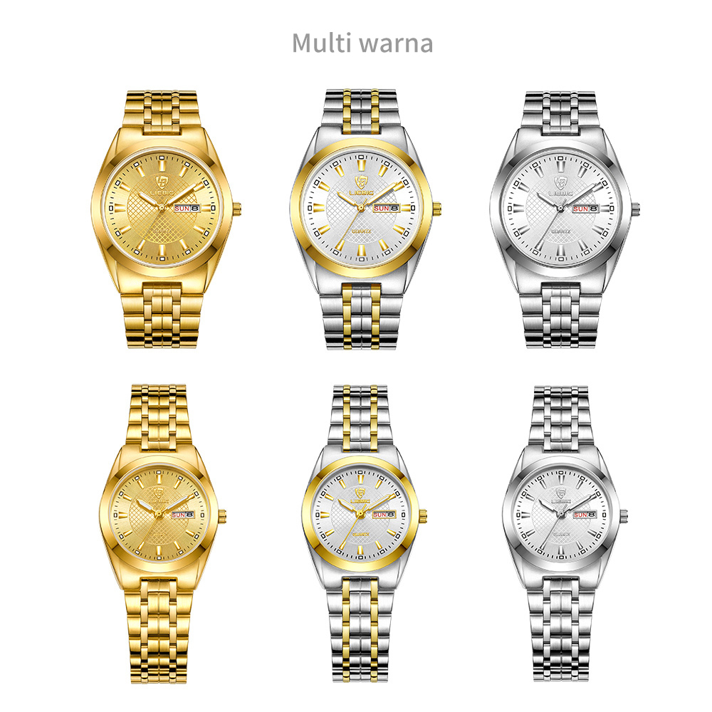 jam tangan jam capel couple Quartz Business Couple Watch anti air Jam tangan premium Golden Watch