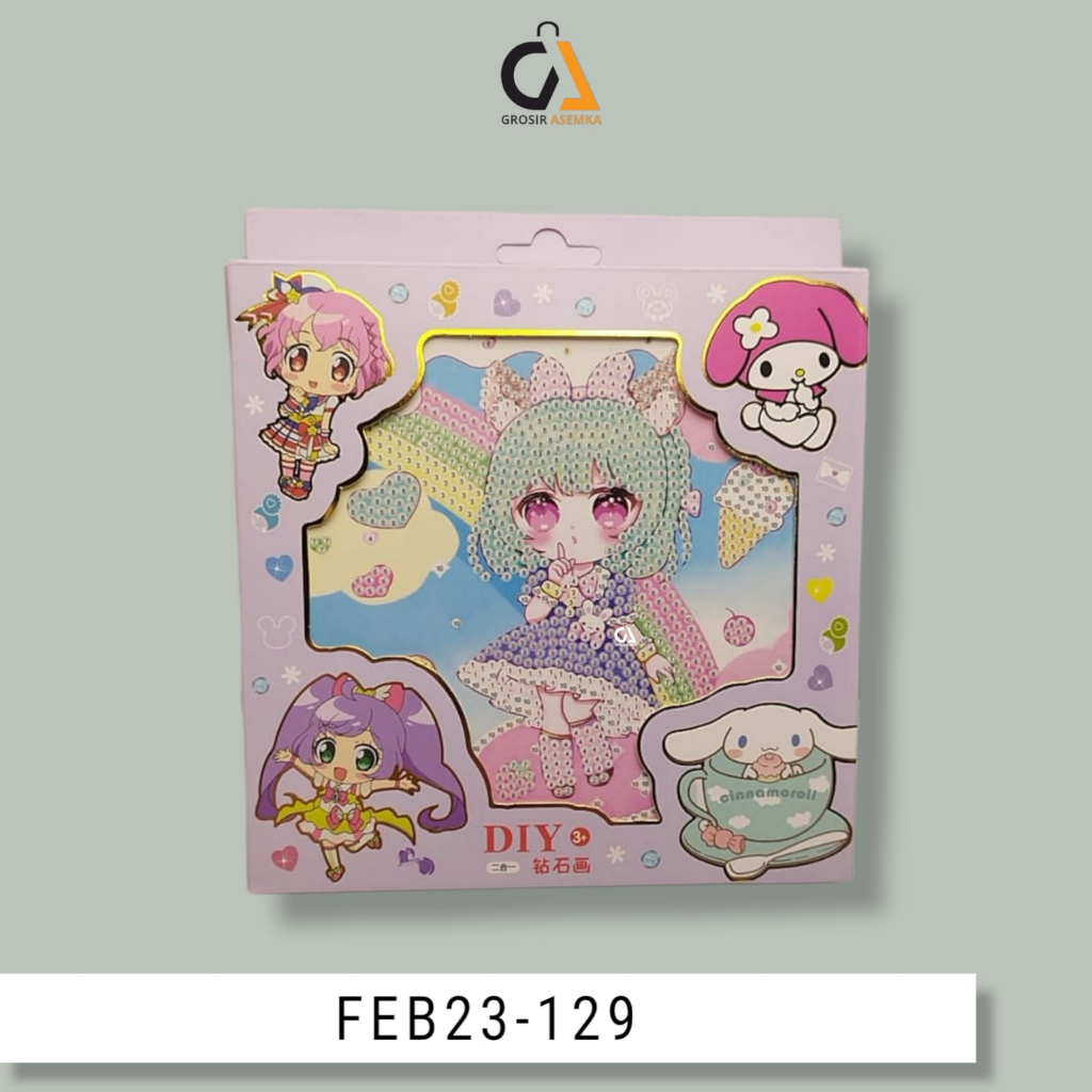 DIY STIKER SET DIAMOND PAINTING ANIME GIRL SERIES SANRIO + BINGKAI 17CMX17CM