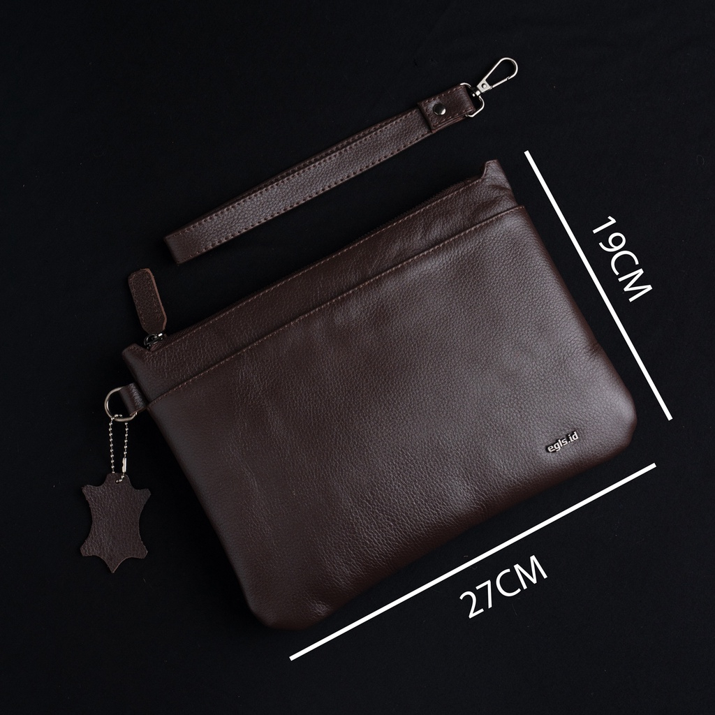 Handbag Pria Wanita Tas Tangan Cowok Cewek Kekinian 100% Original Kulit Sapi Asli Motif Jeruk - EROS POUCHBAG