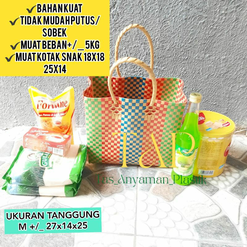 READY STOK Tas Anyaman Souvenir Belanja Custom Anyam Plastik Tas Hajatan Parcel Lebaran Tanpa Tutup dan Kancing Random