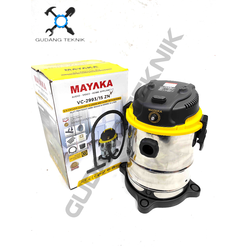 Vacuum Cleaner 15L Dry Wet MAYAKA VC2993 / Vacum Vakum Cleaner 15 Liter VC 2993 - Penyedot Debu Kering Basah VC-2993 MAYAKA