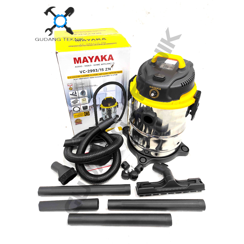 Vacuum Cleaner 15L Dry Wet MAYAKA VC2993 / Vacum Vakum Cleaner 15 Liter VC 2993 - Penyedot Debu Kering Basah VC-2993 MAYAKA