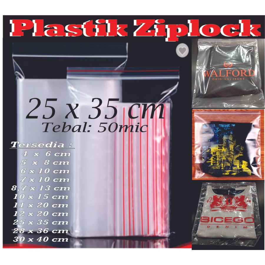 PLASTIK ZIPLOCK/KLIP TEBAL 25 X 35 ISI 100 PCS