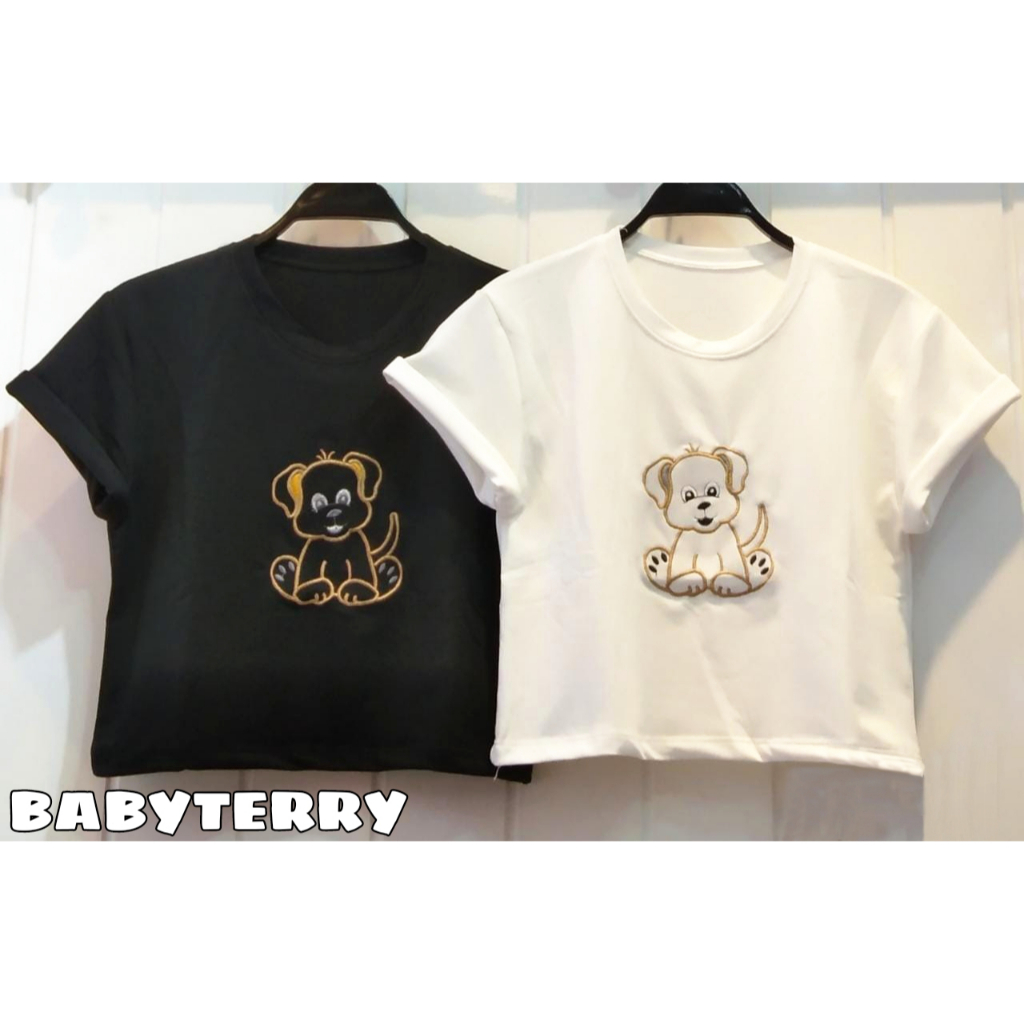 CROP TEE FIT M LD 86CM WARNA HITAM PUTIH BLACK WHITE KAOS REMAJA ATASAN ANAK BAHAN BABYTERRY BAJU AL