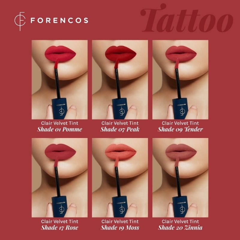 Forencos lip tint / Forencos tatto clair velvet tint/Forencos lip tatto