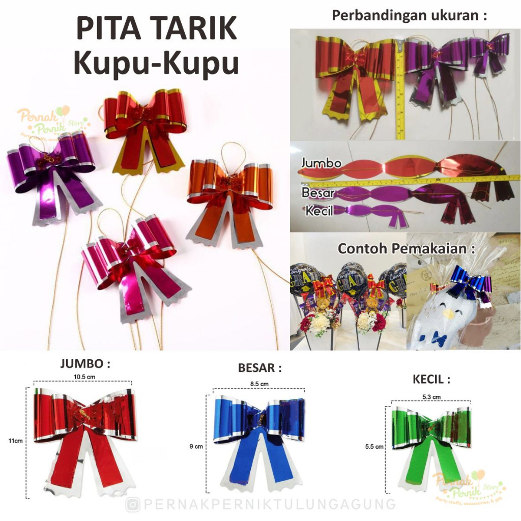 

Pita Tarik Kupu Kupu Kecil, Besar, Jumbo - Hiasan Dekorasi Kado Hampers Parcel