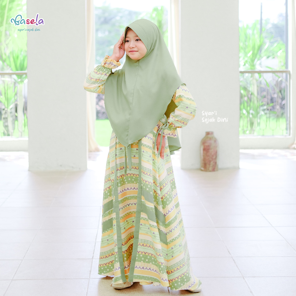 Gamis Anak Perempuan Tanggung Remaja Basela Azmya Baju Muslim Terbaru 2023 Nyaman Double Layer Eksklusif Murah 4-13 Tahun