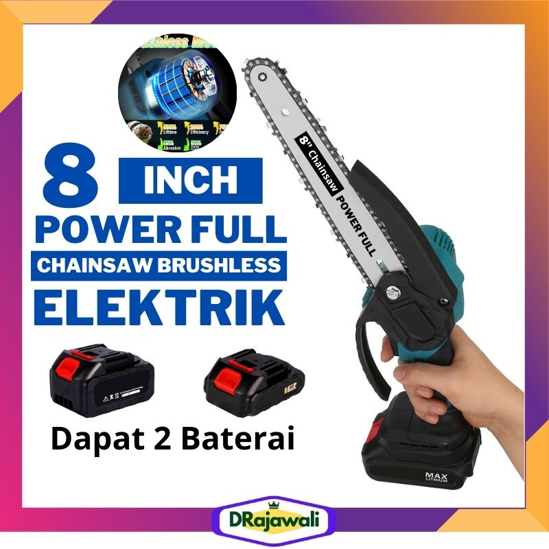 Mesin Gergaji Pohon Graji Pemotong Kayu Mini Ringan Batrai Cas Chainsaw Super Tajam Cordless Senso B