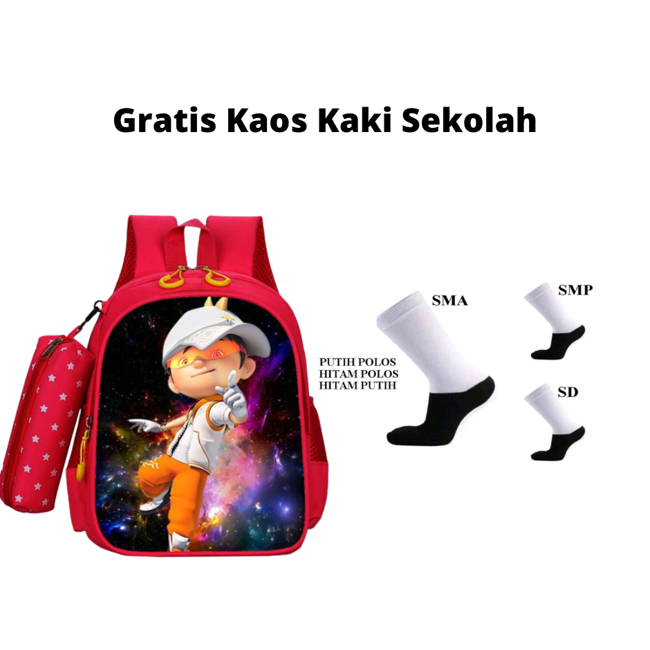 tas sekolah anak laki laki sd tk tas ransel anak boboboy tas anak ngaji jalan jalan santai FREE KAOS KAKI DAN DOMPET PENSIL