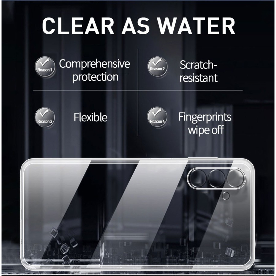 Clear Case Samsung A05 A05s A54 A34 A24 A14 4G 5G + Protector Camera Kamera Soft Tpu Casing Transparant