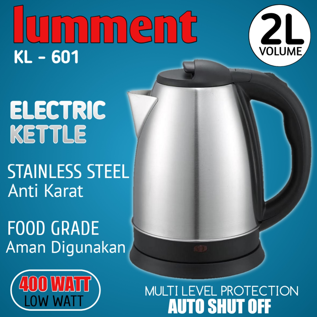 Ceret / Kettle / Teko listrik Lumment KL-601 SNI stainless anti karat 2 liter