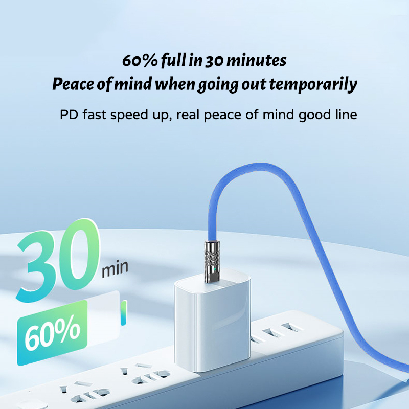 120W 6A Super Fast Charge Type C Kabel Silikon Cair Pengisian Super Cepat/Kabel Data Micro USB Charger Untuk Android