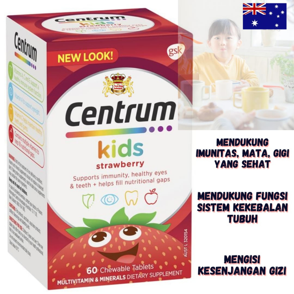centrum kids multi vitamin 60 strawberry tablets