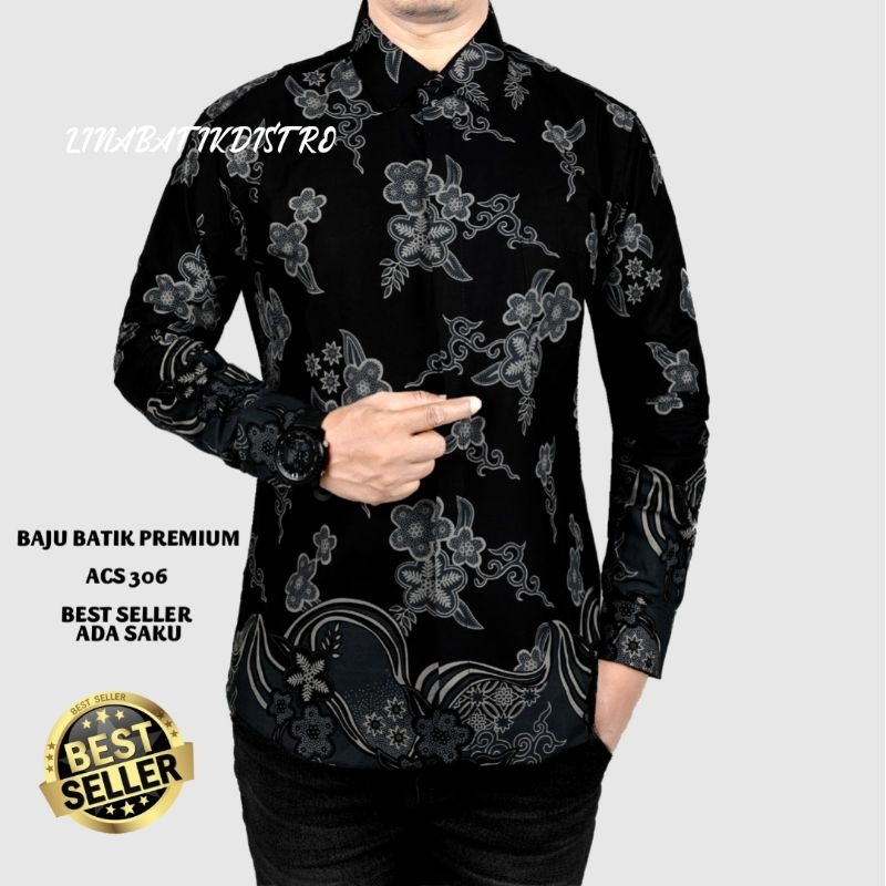 KEMEJA BATIK PRIA SLIM FIT HEM BATIK PRIA SLIMFIT LUIGIBATANI ELEGAN